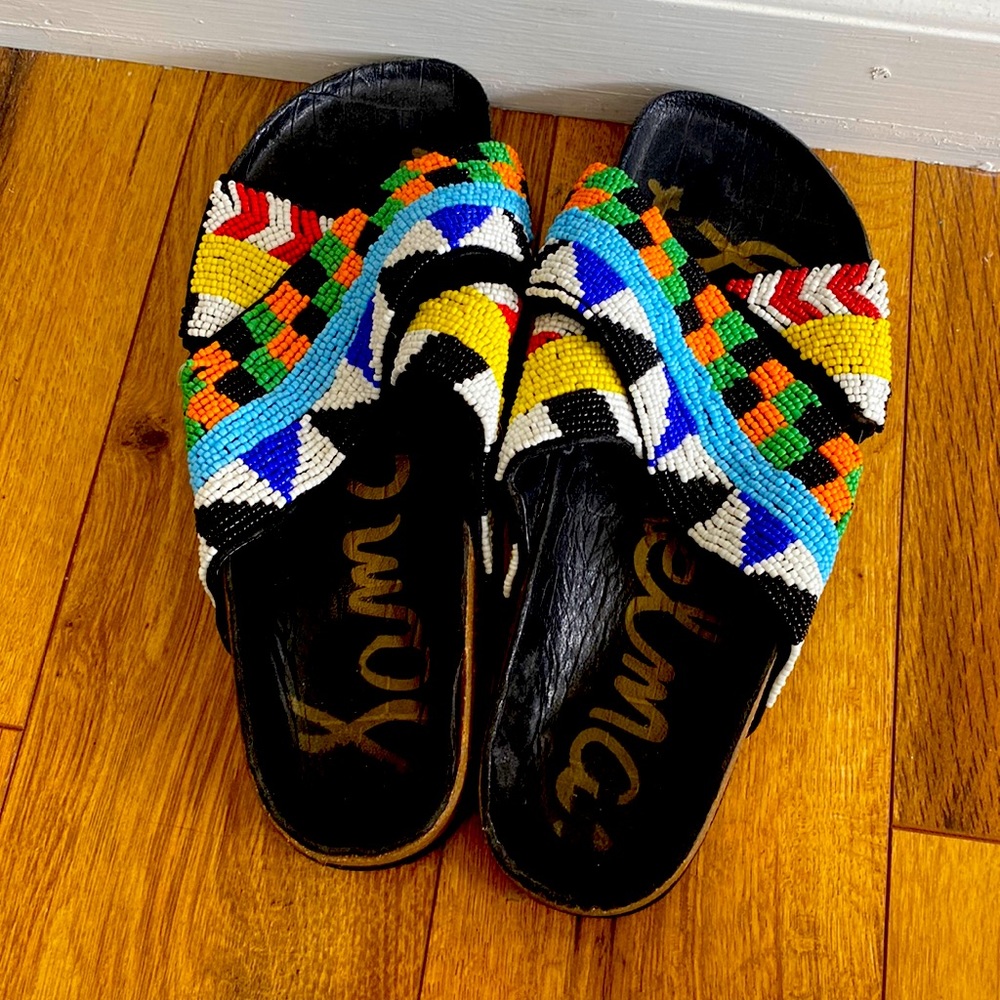 Sam Edelman Beaded Leather Sandals - Multicolored. Excellent condition.